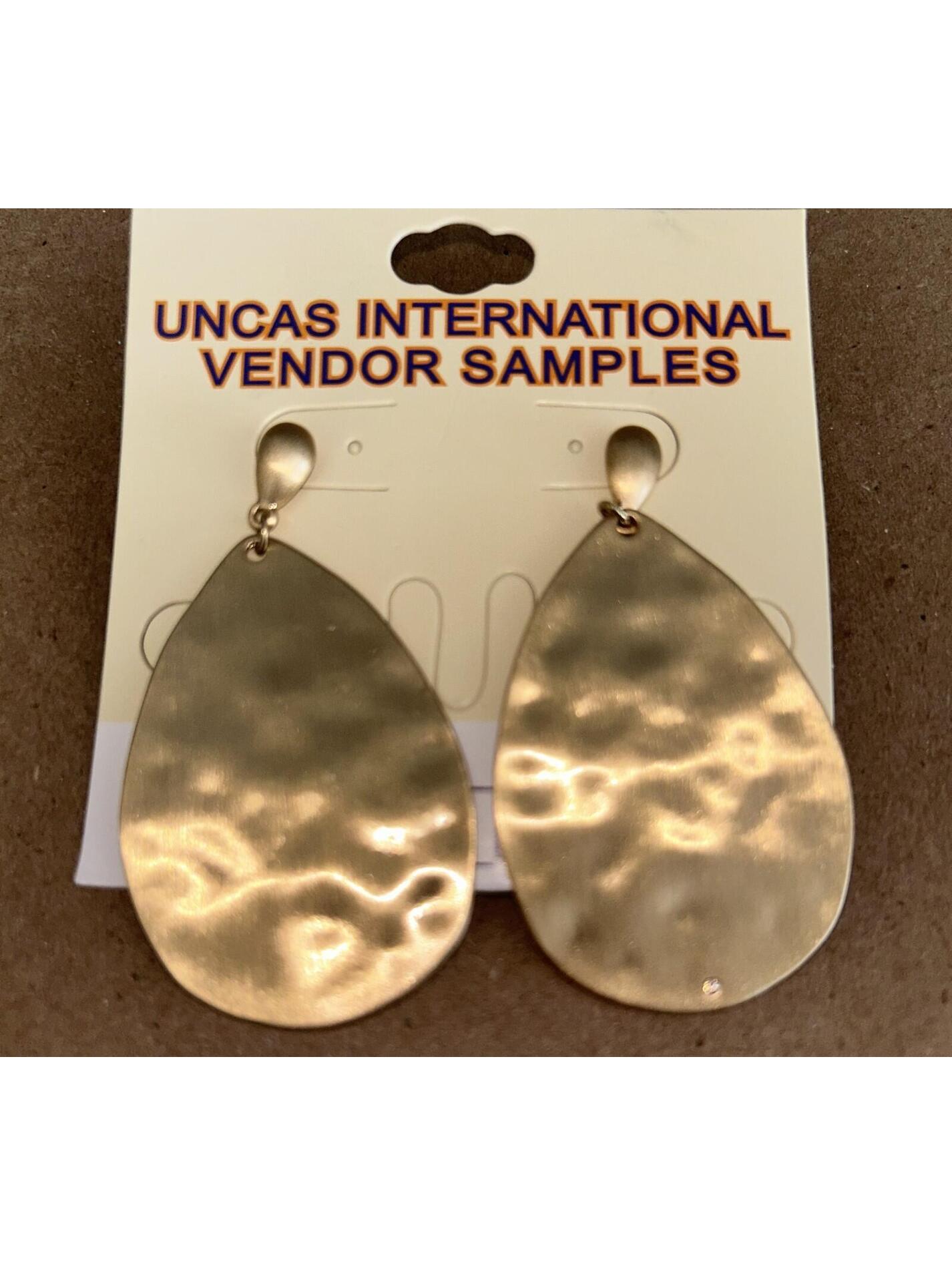 Uncas International Large Oval Solid Drop -Gold Toned Earrings.